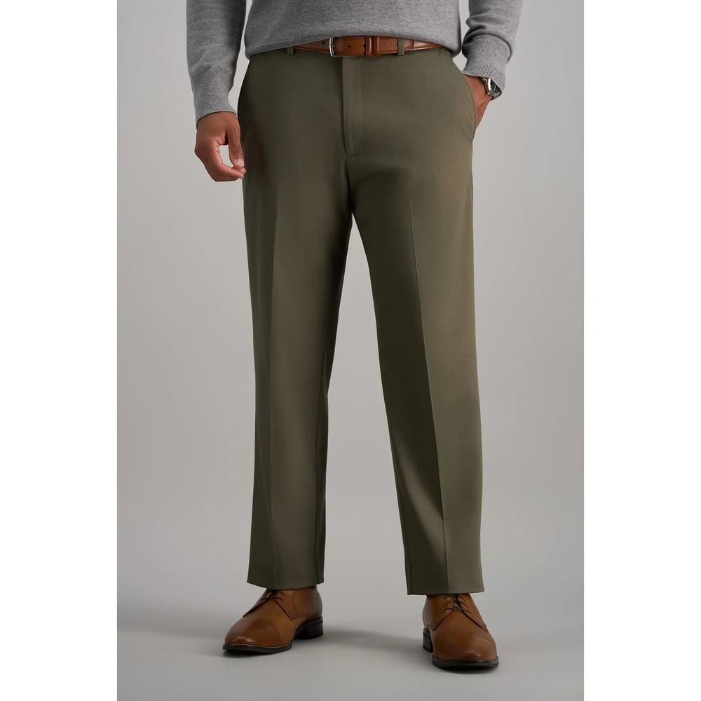 Haggar Mens‎ Flat Front Pants Premium Classic No Iron Khaki Toast 38W 34L